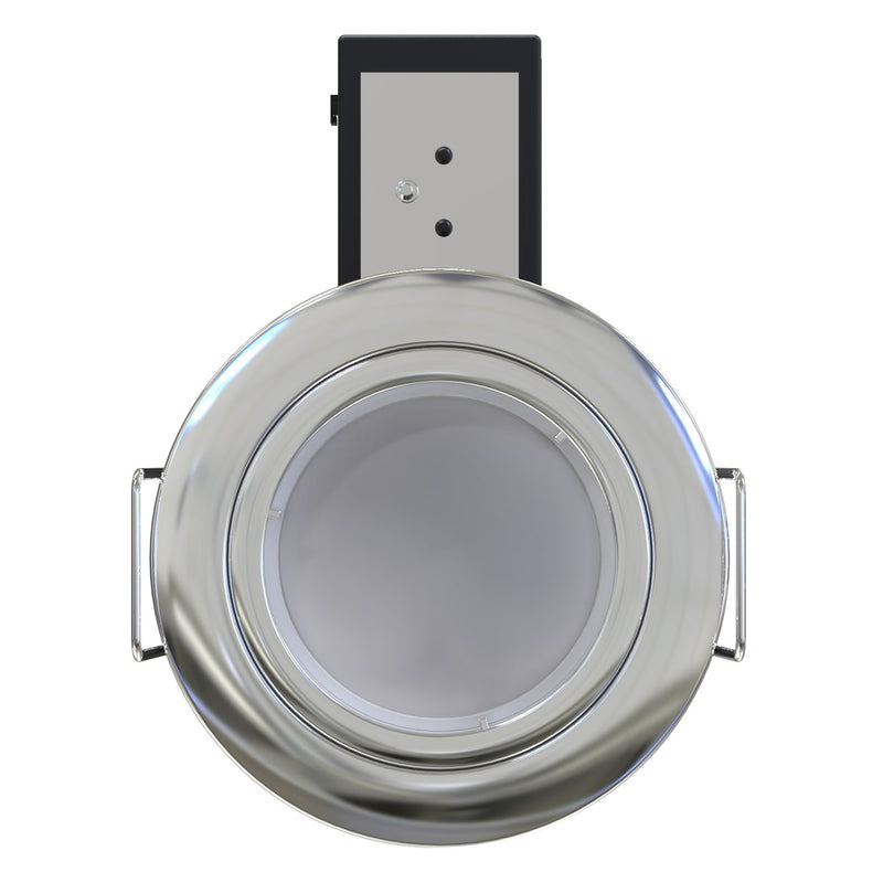 Die-Cast, Fire Rated LED Downlight, GU10, Fixed, Twist and Lock - Chrome - Front View