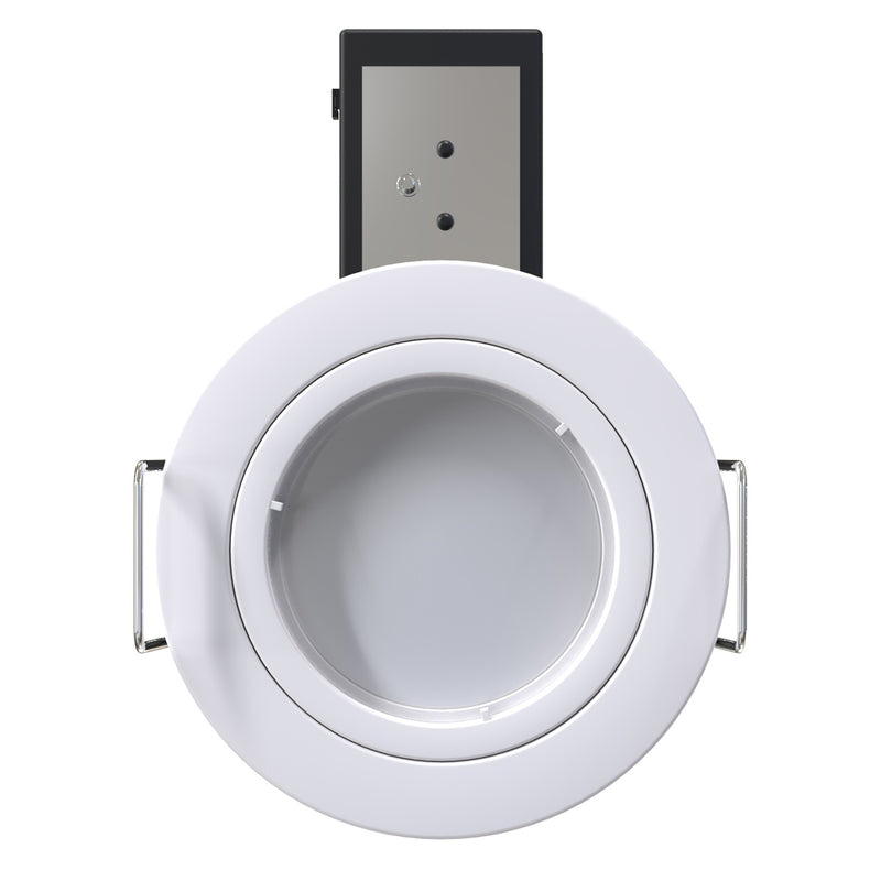Die-Cast, Fire Rated LED Downlight, GU10, Fixed, Twist and Lock - White - Front View