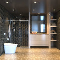 full shot of a bathroom with white LED downlights
