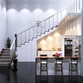 full shot of a kitchen with mounted chrome fire-rated downlights