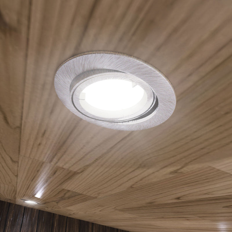 mounted brushed chrome fire-rated downlight