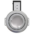 Front View Brushed Chrome, Die-Cast, Tilt, Fire Rated, LED, Dimmable Downlight