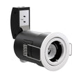 Side View White Die-Cast, Tilt, Fire Rated Downlight.