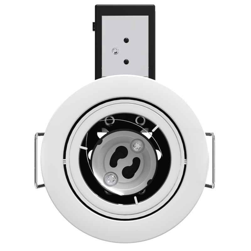 Front view, white Die-Cast, Tilt, Fire Rated, LED, Dimmable Downlight