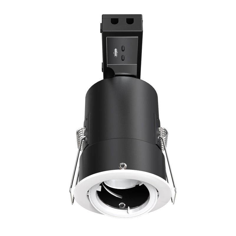 Bottom View White Die-Cast, Tilt, Fire Rated Downlight.