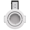 Front View White Die-Cast, Tilt, Fire Rated Downlight.