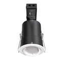 Bottom View White Die-Cast, Tilt, Fire Rated Downlight.