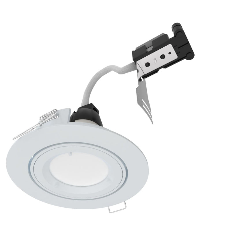 full front shot of a white tilt downlight
