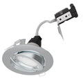 full shot of a tilted chrome downlight