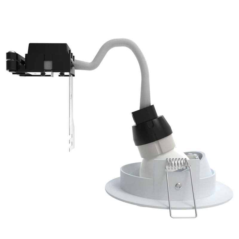full side shot of a white tilt downlight