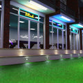 Steps with cool white light deck lights