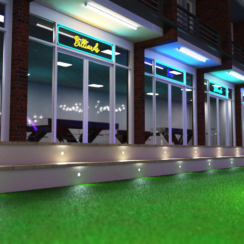 Steps with cool white light deck lights