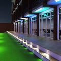 Full shot of steps with cool white light deck lights