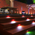 Decking steps with white deck lights