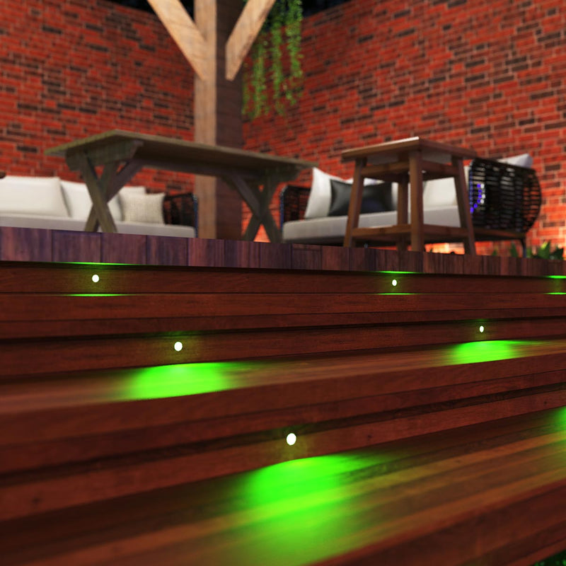 Decking with green deck lights