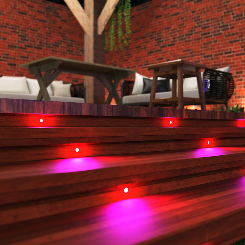 Decking with pink deck lights