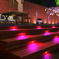 Decking steps with pink deck lights
