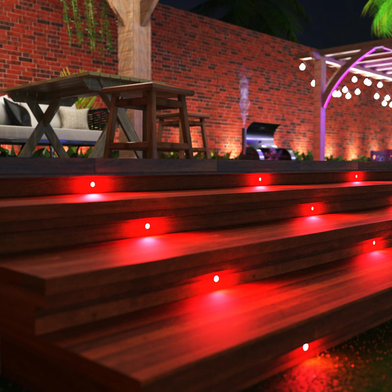 Decking with red deck lights