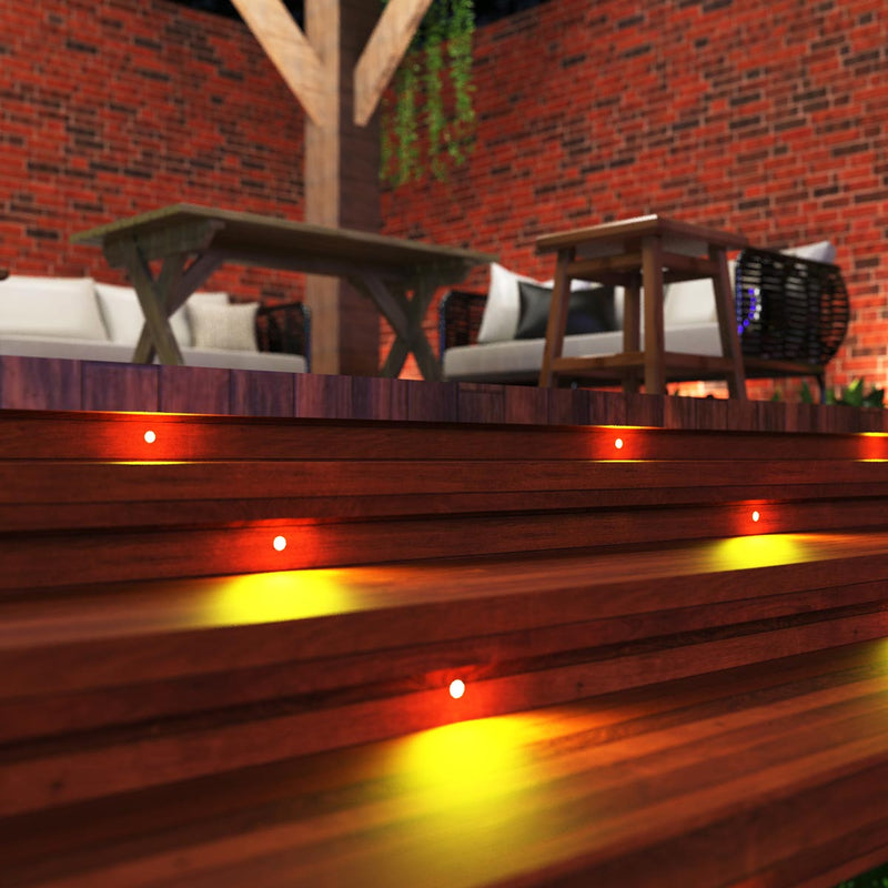 Decking with orange deck lights