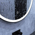 matte black LED bathroom mirror in cool white light IP44-rated