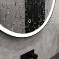 LED Bathroom mirror close up water resistant, touch switch in natural white light
