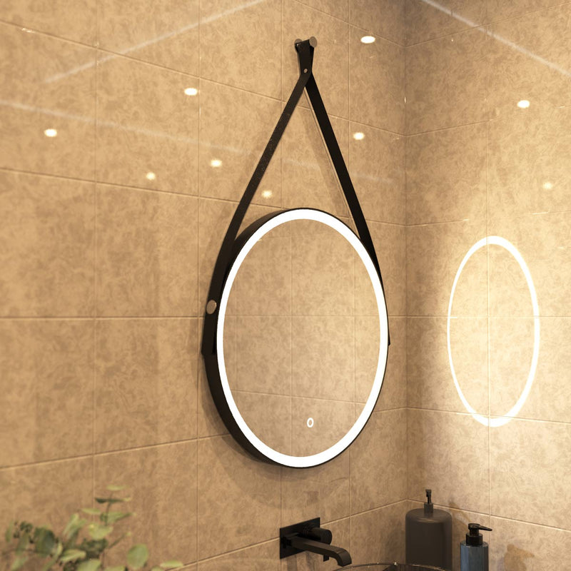 LED Bathroom mirror in Matte Black warm white LED