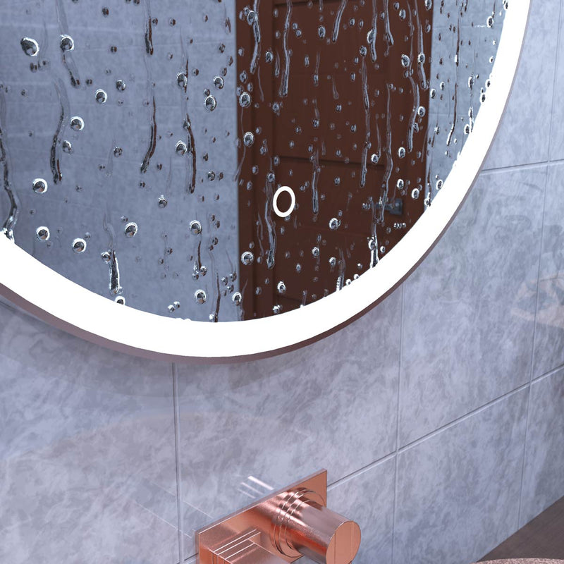 brushed rose gold bathroom LED mirror in with touch switch in cool white light