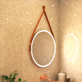 brushed rose gold bathroom LED mirror in warm white light
