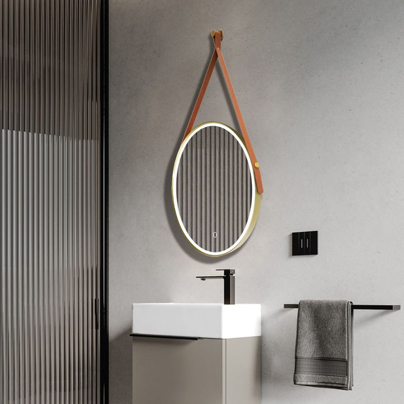 brushed titanium gold LED bathroom mirror