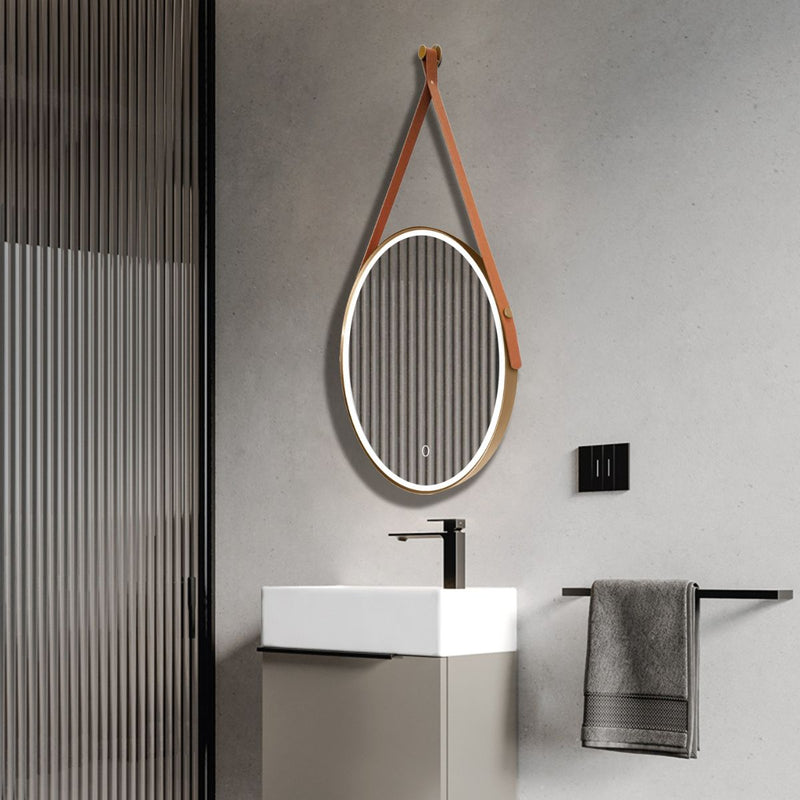 brushed rose gold bathroom LED mirror