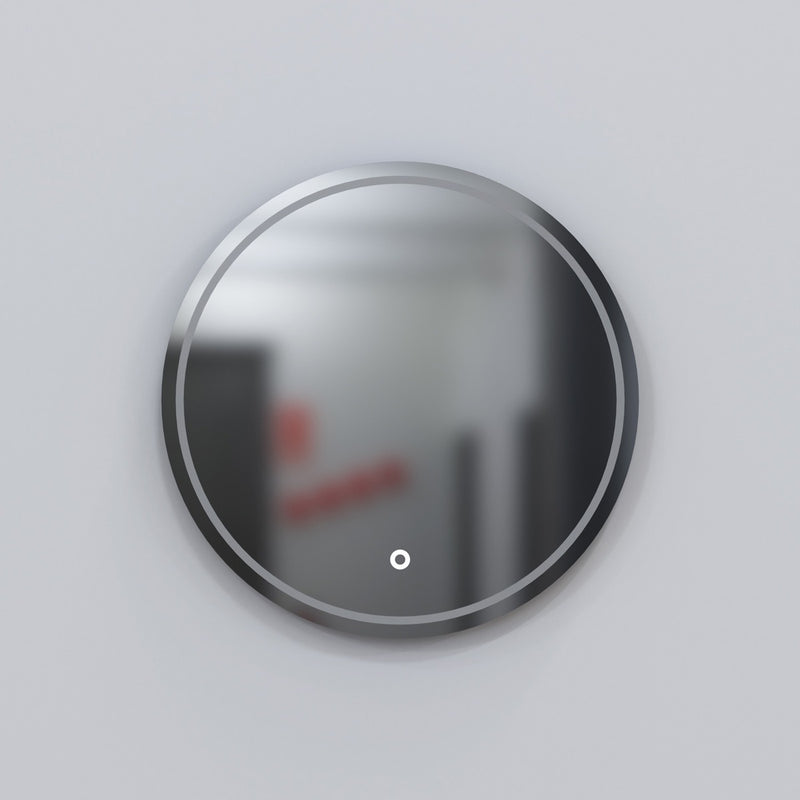 round LED bathroom mirror switched off