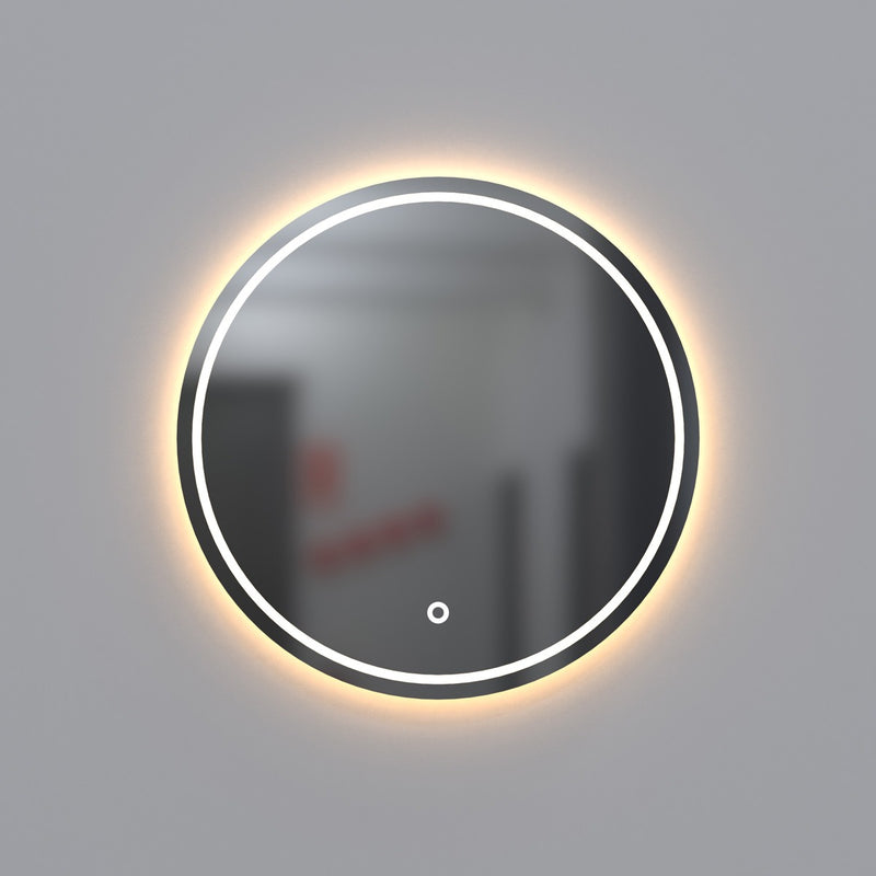 round LED bathroom mirror with warm white light