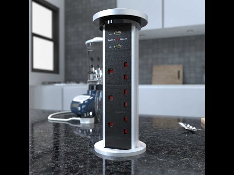 Automatic Motorised Pop Up Plug Socket with QI Charging For Worktops