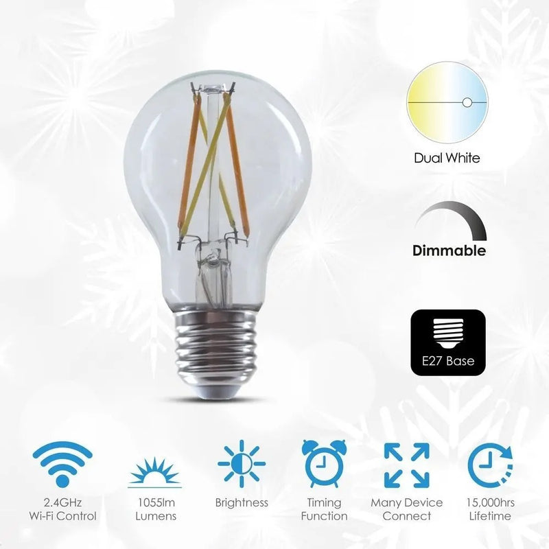 LED smart filament bulb with technical specifications