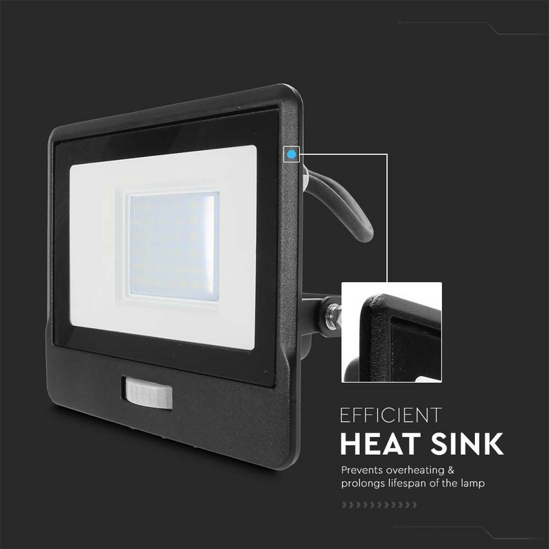 30w LED flood light with PIR sensor with heat sink details