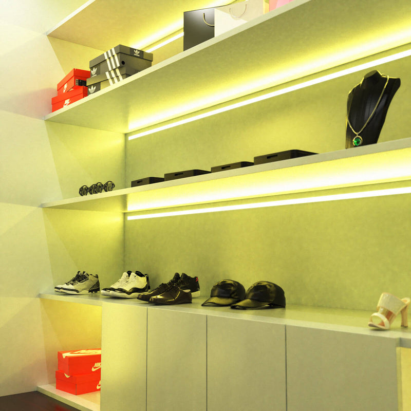 Plaster in led profile in apartment shoe cupboard 2