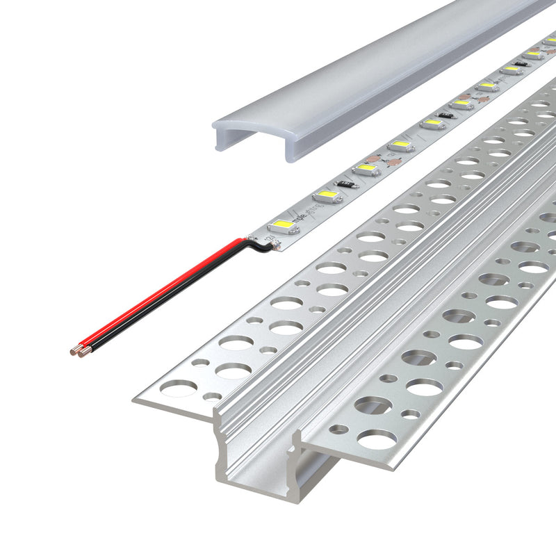 side shot of a plaster-in LED profile