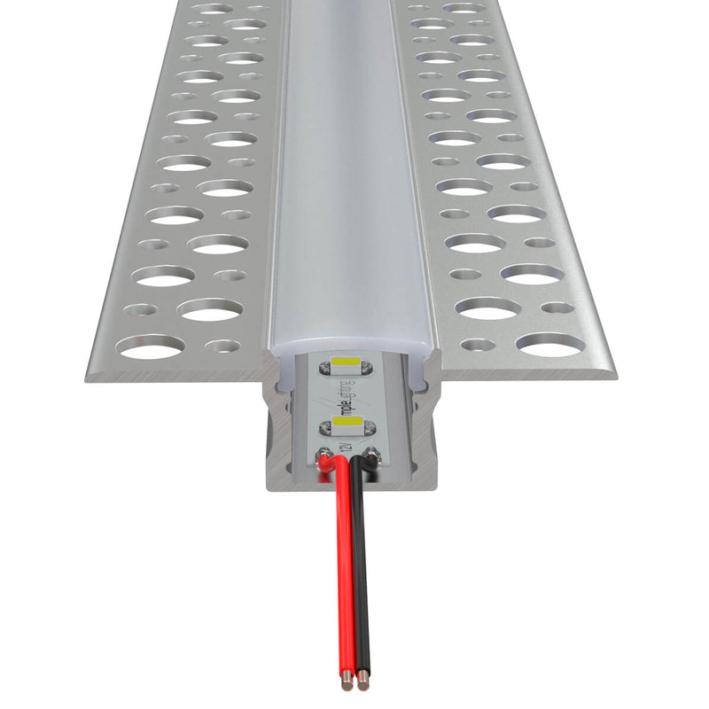 Plaster in led profile with led and soldered wire