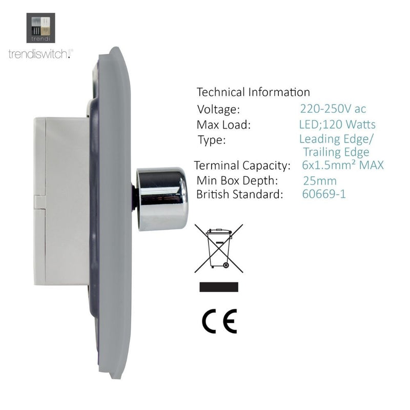 side of a dimmer switch with details