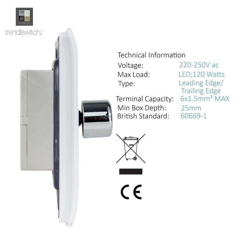 side of a dimmer switch with details