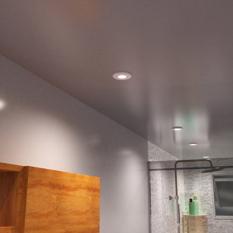 White IP65 bathroom downlight in ceiling white paint
