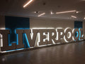 Side shot Liverpool sign with LED in natural white light