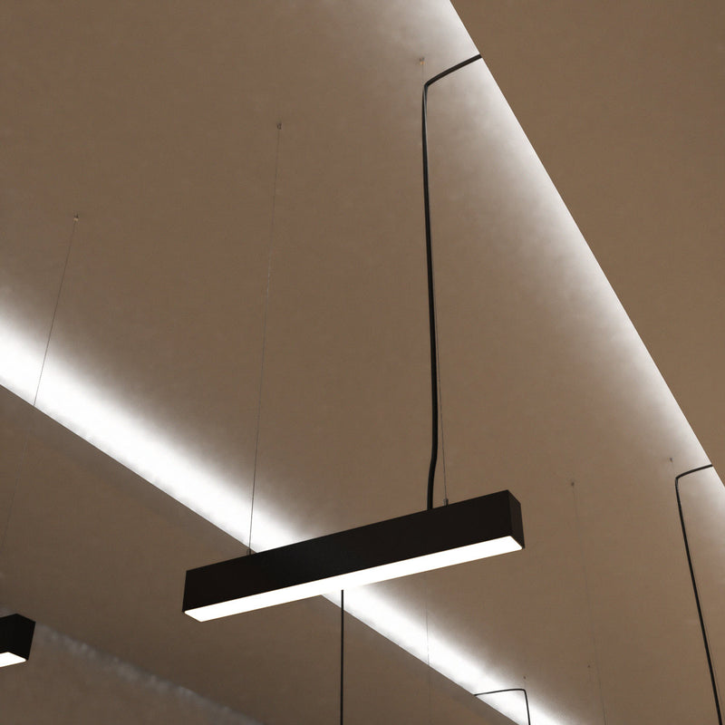 2FT (60cm) LED Linear Light – Suspended Mount, Black Finish - Warm White Light