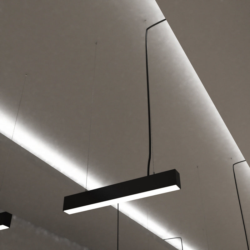 2FT (60cm) LED Linear Light – Suspended Mount, Black Finish - Natural White Light