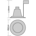 GU10 downlight outline with dimensions
