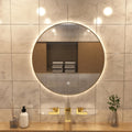 LED Bathroom mirror in Oak in warm white front facing view