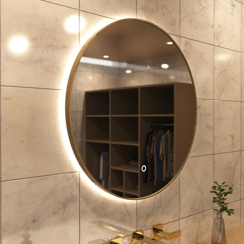LED Bathroom mirror in Oak - warm white