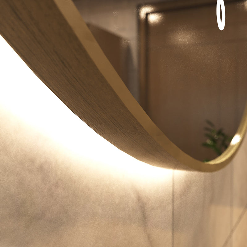 LUXE600-OAK LED mirror in warm white light