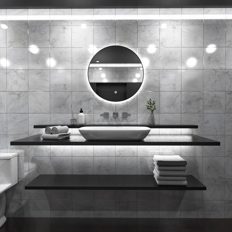 LED Bathroom Mirror in the loo setting in natural white light full view shot