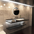 LED Bathroom Mirror - Black Brush in the loo setting in warm white light